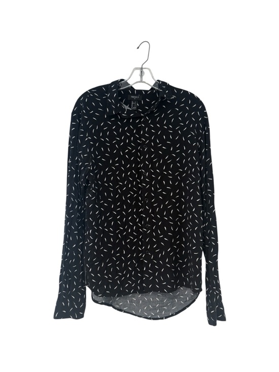 Forever 21 Tops - Forever 21 Black Button-Down Shirt with White Dash Print size s